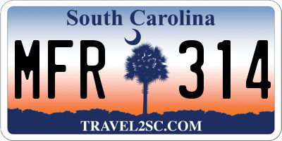 SC license plate MFR314