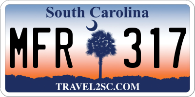 SC license plate MFR317