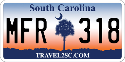 SC license plate MFR318