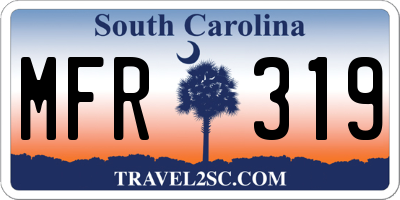 SC license plate MFR319