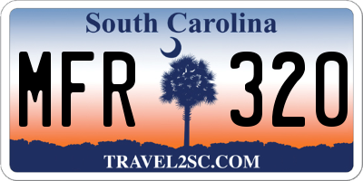 SC license plate MFR320