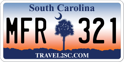 SC license plate MFR321