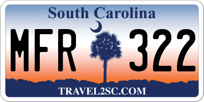 SC license plate MFR322