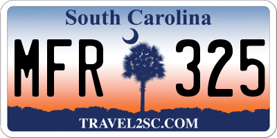 SC license plate MFR325