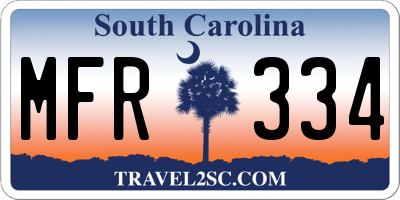 SC license plate MFR334