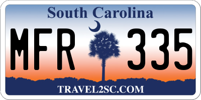 SC license plate MFR335