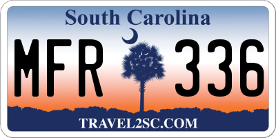 SC license plate MFR336