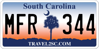 SC license plate MFR344
