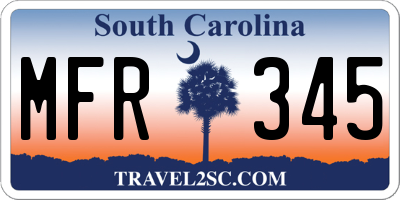 SC license plate MFR345