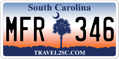 SC license plate MFR346