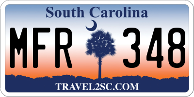 SC license plate MFR348