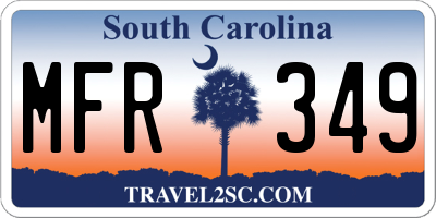 SC license plate MFR349