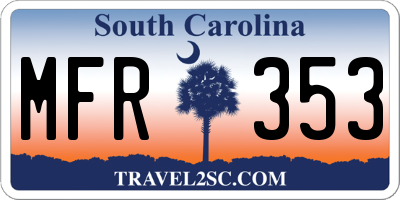 SC license plate MFR353