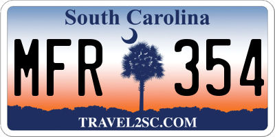 SC license plate MFR354