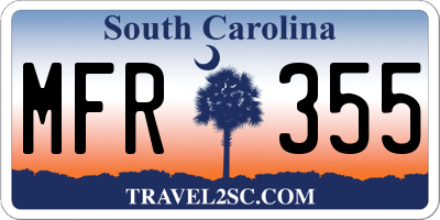 SC license plate MFR355