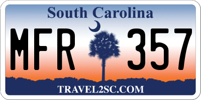 SC license plate MFR357