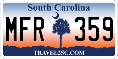SC license plate MFR359