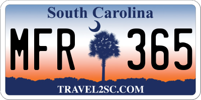 SC license plate MFR365