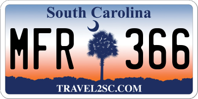 SC license plate MFR366