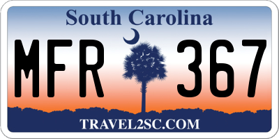 SC license plate MFR367