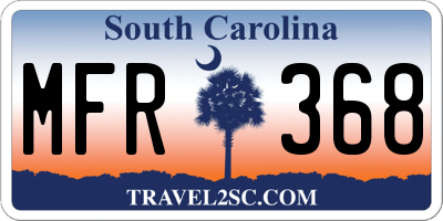 SC license plate MFR368