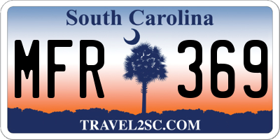 SC license plate MFR369