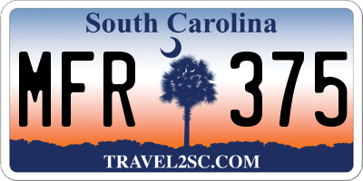 SC license plate MFR375