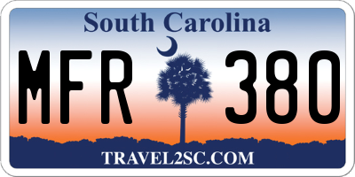 SC license plate MFR380