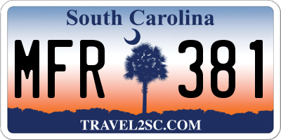 SC license plate MFR381