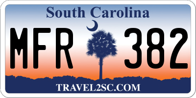 SC license plate MFR382