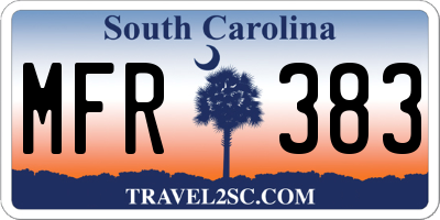SC license plate MFR383