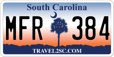 SC license plate MFR384