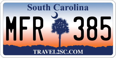 SC license plate MFR385