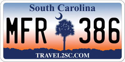 SC license plate MFR386