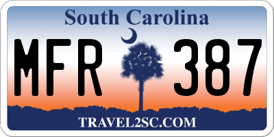 SC license plate MFR387