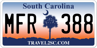 SC license plate MFR388
