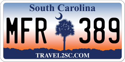 SC license plate MFR389