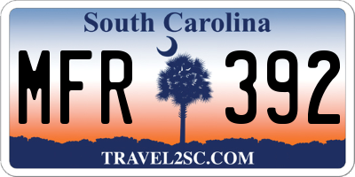 SC license plate MFR392