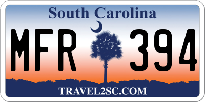 SC license plate MFR394