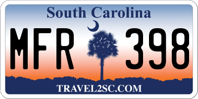 SC license plate MFR398