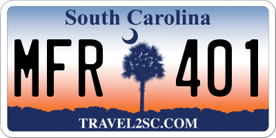 SC license plate MFR401