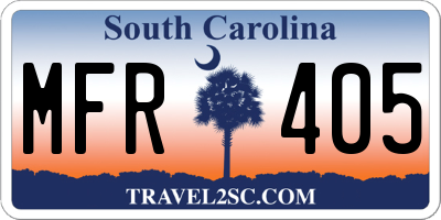 SC license plate MFR405