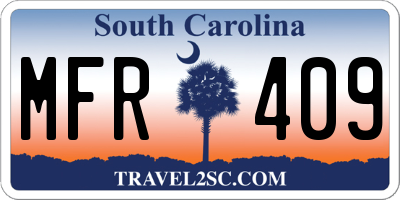 SC license plate MFR409