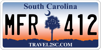 SC license plate MFR412