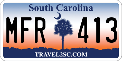 SC license plate MFR413