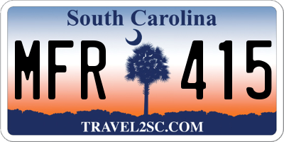 SC license plate MFR415