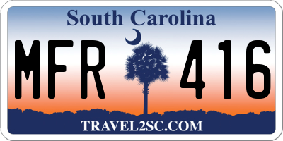SC license plate MFR416