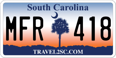 SC license plate MFR418