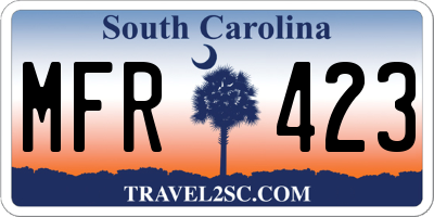 SC license plate MFR423