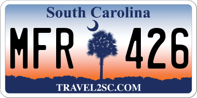 SC license plate MFR426
